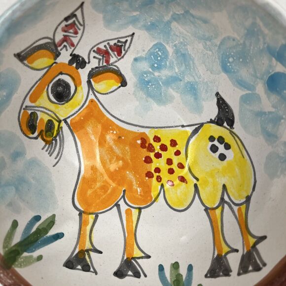 Desimone Italy Pottery Bowl Vintage Numbered MCM Hand Painted Goat Art 6.25 Inch - Picture 3 of 11